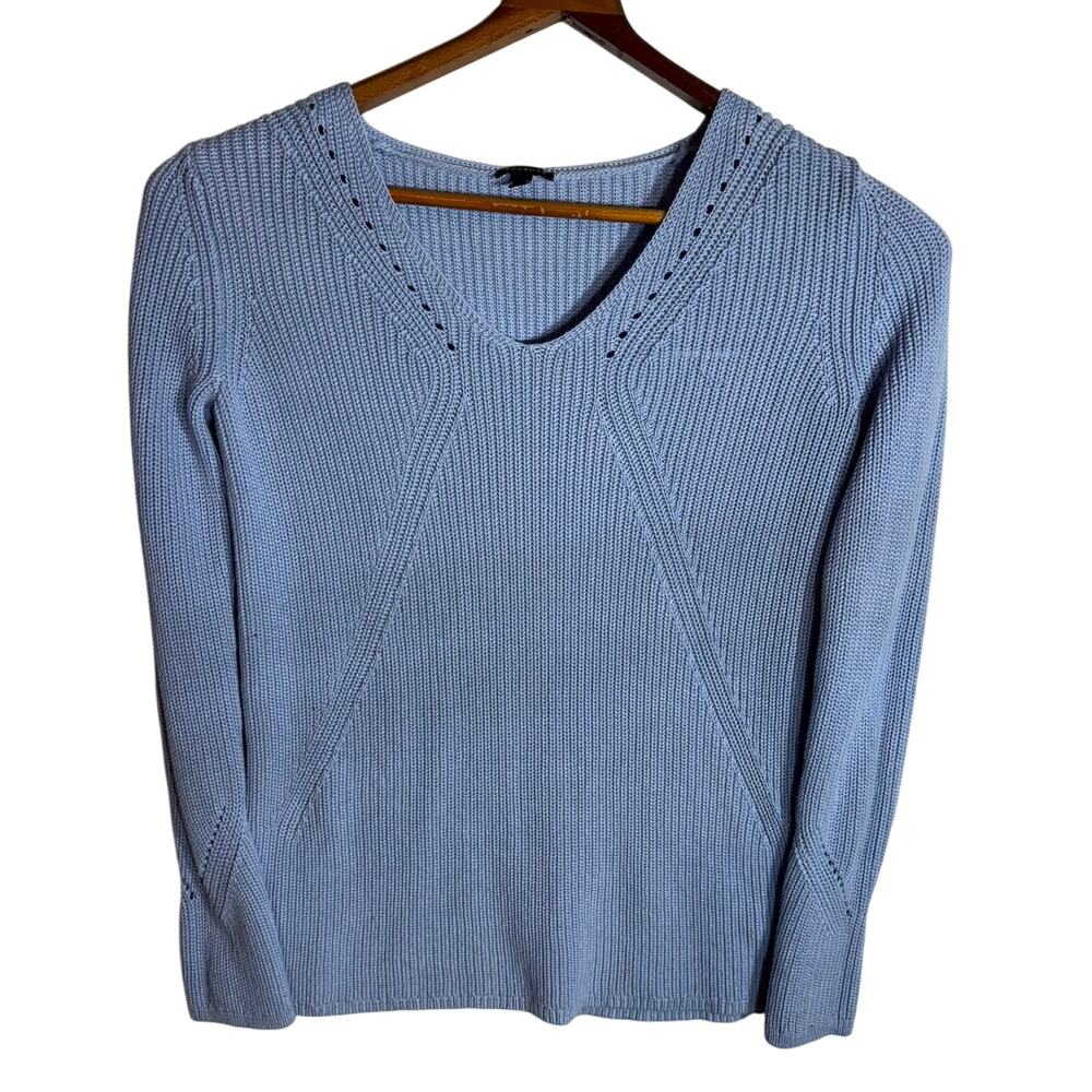 Talbots Sweater Women's Size Small S Knit LS Pima Cotton Lavender Blue